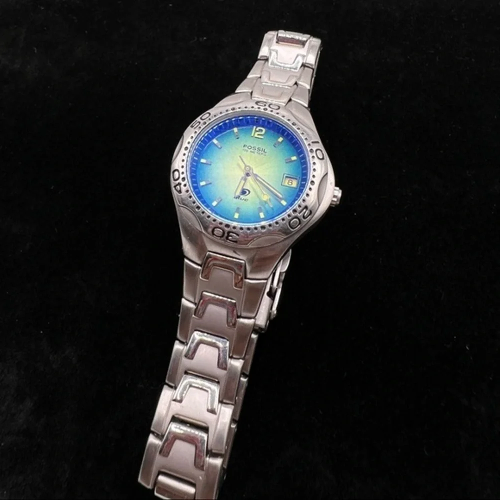 Fossil Blue Series Stainless Steel Watch Blue Dial Needs Battery